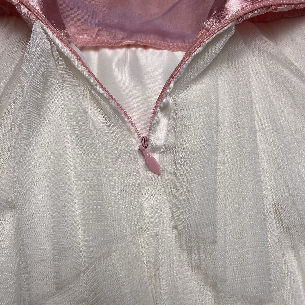 Size 3T Baby Girl Pink White Tulle Dress Jewel Belt Rose Party American Princess - Picture 14 of 16